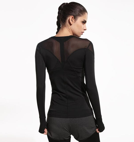 Black Patchwork Women's Sports T-Shirts