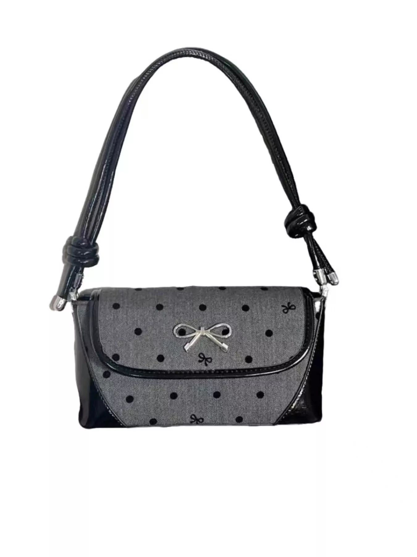 Bow Decor Flap Shoulder Bag