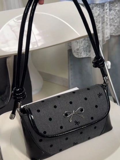 Bow Decor Flap Shoulder Bag