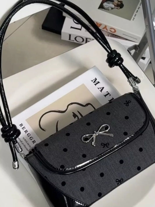 Bow Decor Flap Shoulder Bag