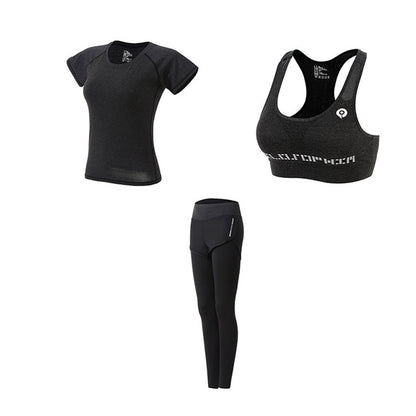 Women Yoga Sport Suit quick Dry Bra Set 5 Piece Female Short-sleeved shorts long pants Outdoor Sportswear Fitness suit