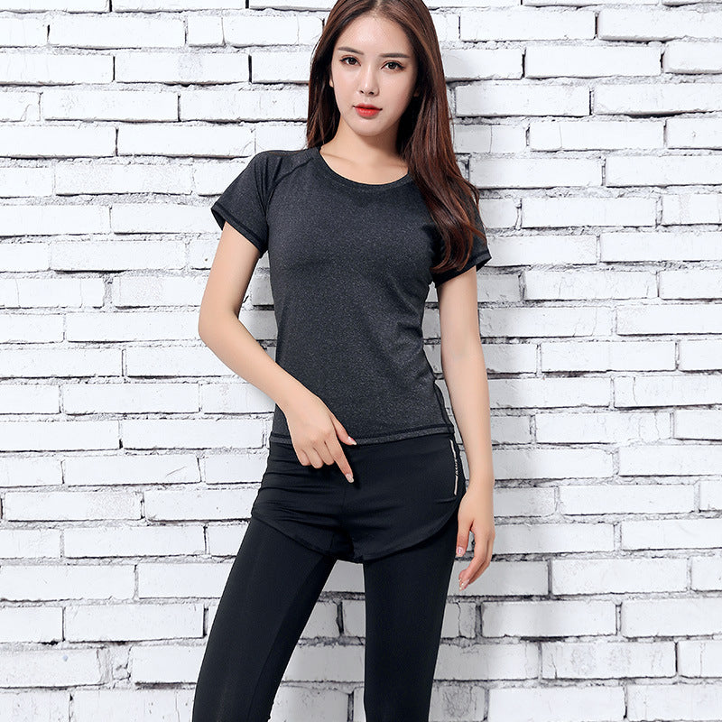 Women Yoga Sport Suit quick Dry Bra Set 5 Piece Female Short-sleeved shorts long pants Outdoor Sportswear Fitness suit