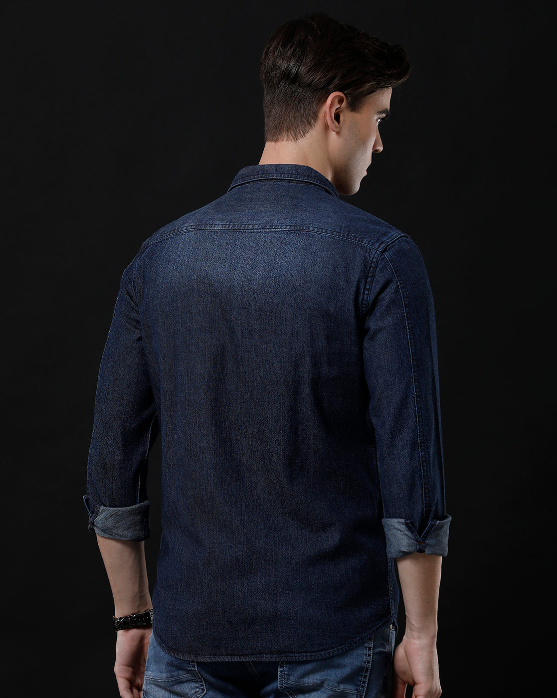Men's Slim Fit Solid Denim Casual Shirt (DRIVY)