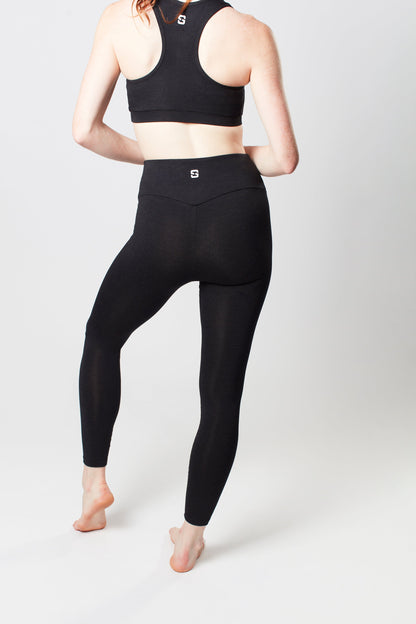 High Waisted Leggings - Marl Black