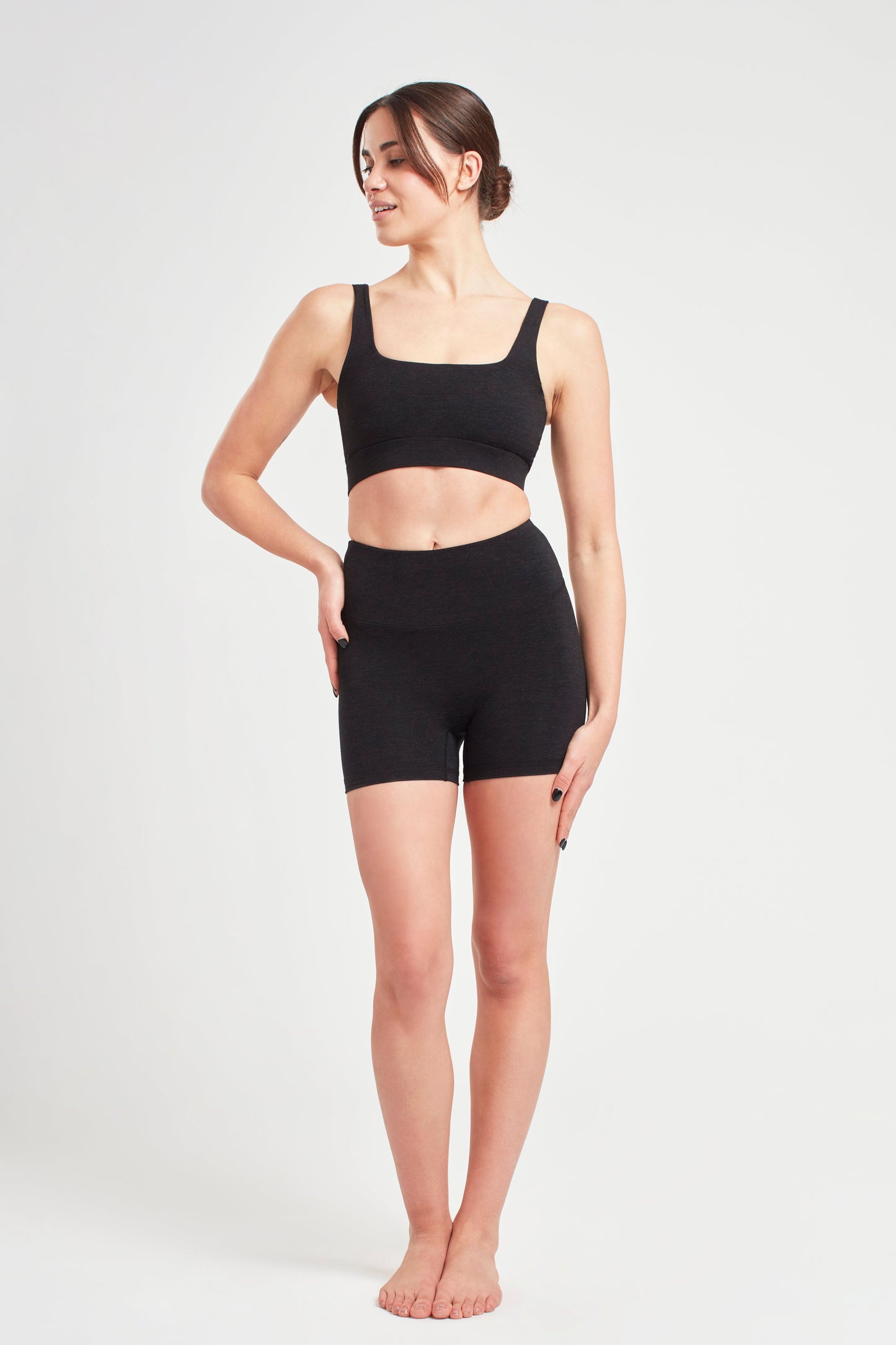 Short Biker Shorts - Marl Black