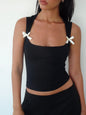 Bow Detail Square Neck Cropped Tank