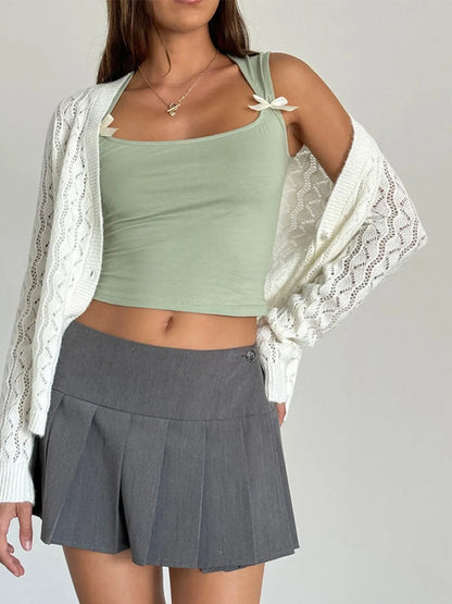 Bow Detail Square Neck Cropped Tank